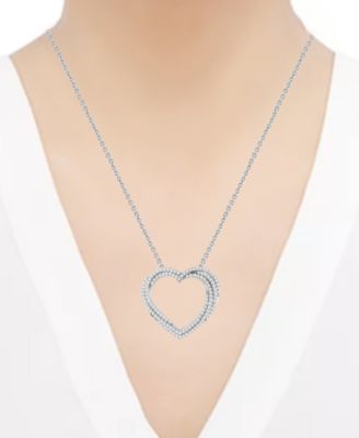Diamond Multiple Heart Pendant Necklace (1/2 ct. t.w.) in Sterling Silver or 14k Gold-Plated Sterling Silver, 16" + 2" extender