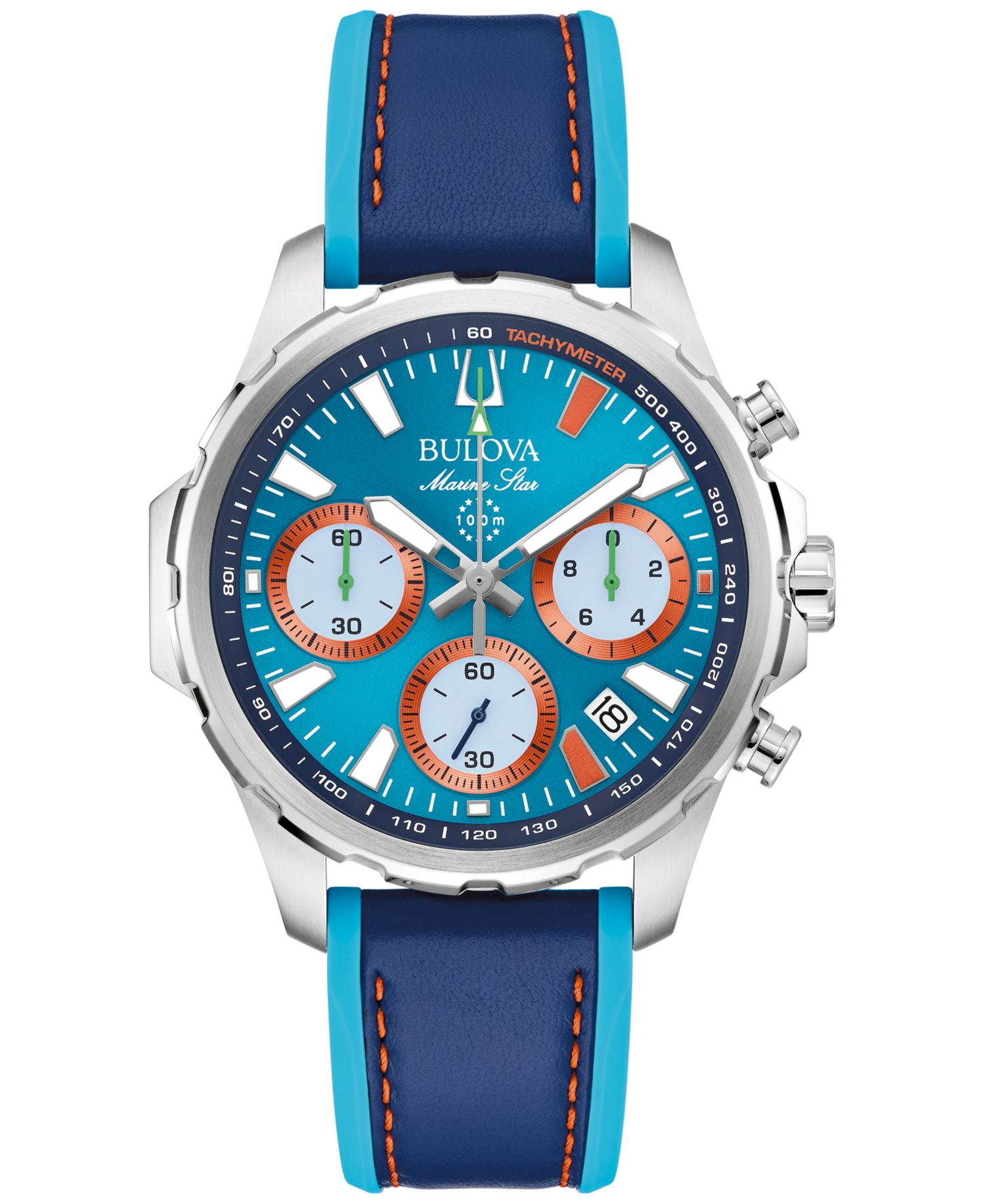 Men's Marine Star E1 Team Miami Chronograph Blue Leather and Silicone Strap Watch 43mm