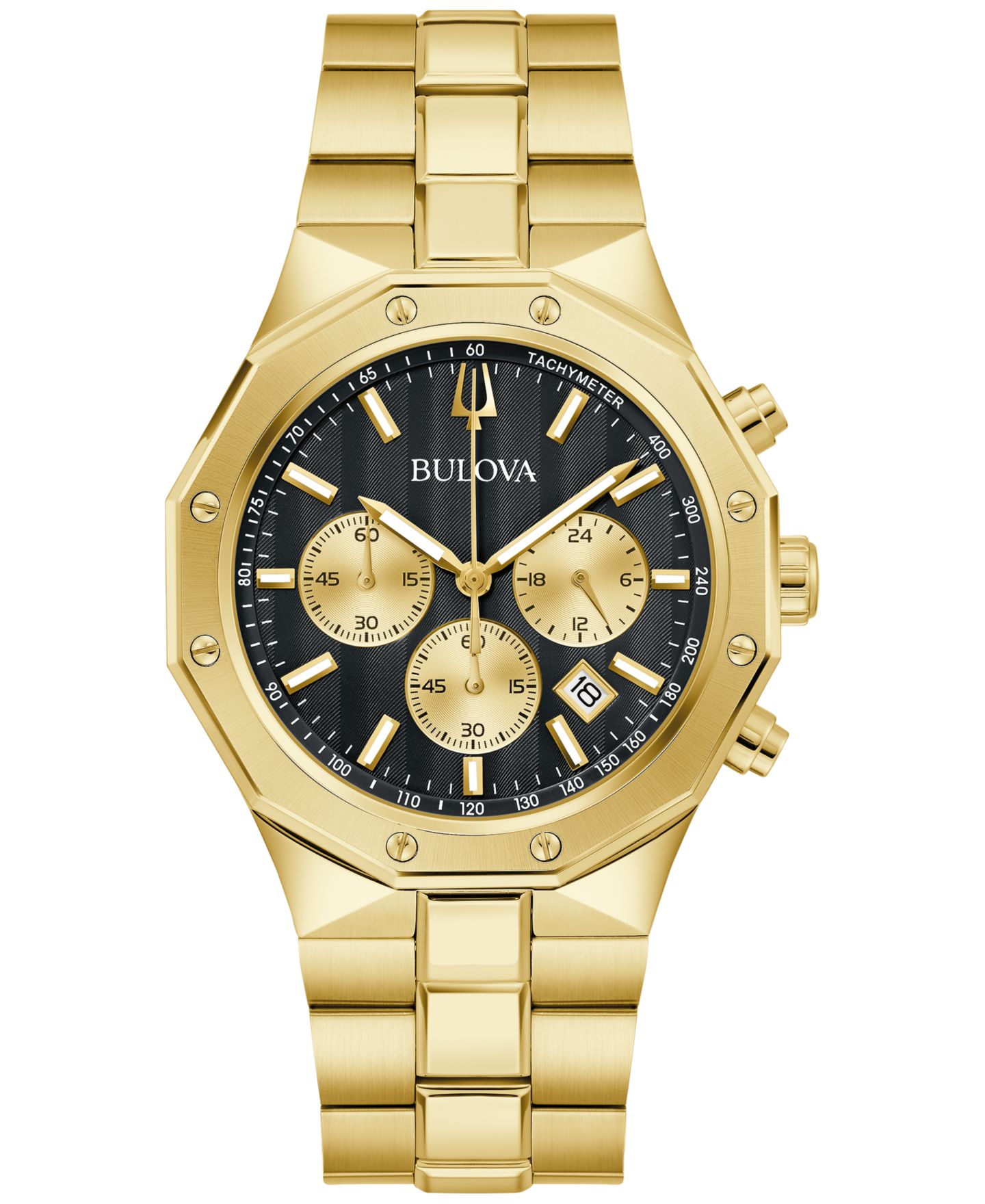 Мужские часы Bulova Prestige Chronograph Gold-Tone Stainless Steel Bracelet Watch 40mm — фото 1