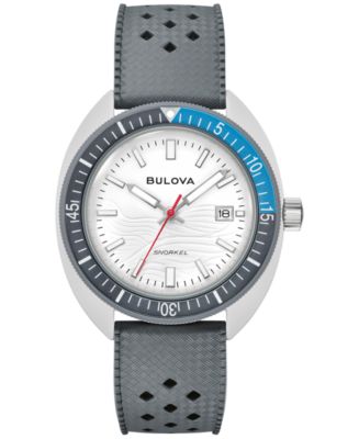 Bulova Men's Snorkel Gray HNBR Rubber Strap Watch 41mm - Macy's