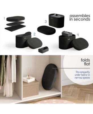 Ovel Boucle Ottoman Storage Bench-Modern Foot Stool, Makeup Vanity Stool, Perfect for Living Room & Bedroom Decor