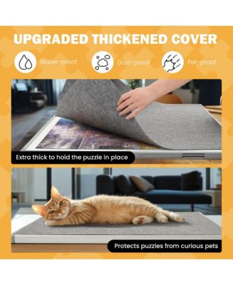 1500-piece 35" x 26.8" Portable Puzzle Board, Double-sided Plastic Puzzle Board with Drawer and Base