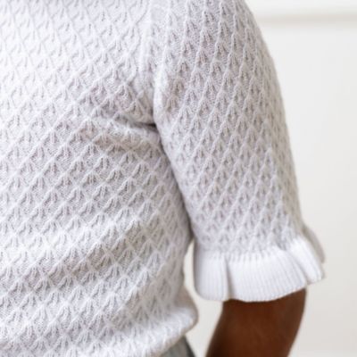 Girls Organic Short Sleeve Ruffle Edge Sweater Knit Top