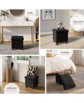 Nestl Rectangular Boucle Ottoman Storage Bench – Modern Foot Stool, Makeup Vanity Stool, Perfect for Living Room & Bedroom Decor