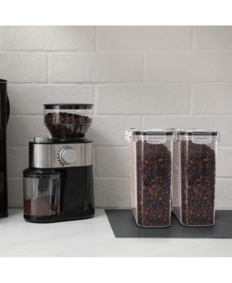 Clear Plastic 2-Pack Airtight Coffee Bean Storage Container Set with Easy-Access Lids - Keeps Coffee Beans Fresh, BPA-Free