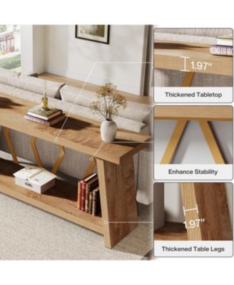 70.86-Inch Long Sofa Table for Living Room, 2-Tier Narrow Console Table with Storage, Wood Foyer Entryway Couch Table for Hallway, Entrance