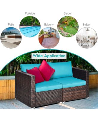 4PCS Patio Rattan Corner Sofa Sectional Furniture Set