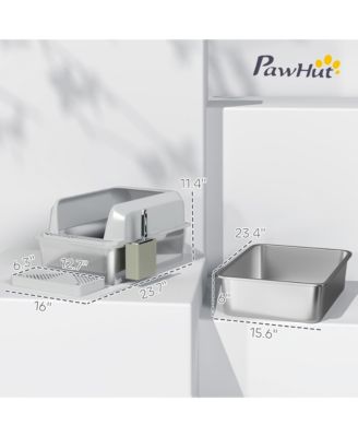 Stainless Steel Litter Box, High Sided Anti-Urine Leakage Non-Sticky