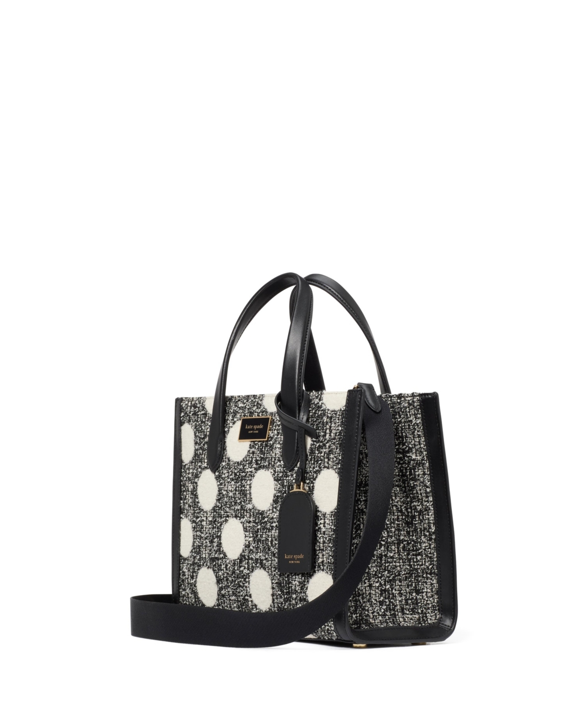 Kate Spade Manhattan Dot Tweed Small Tote Bag In Black Multi