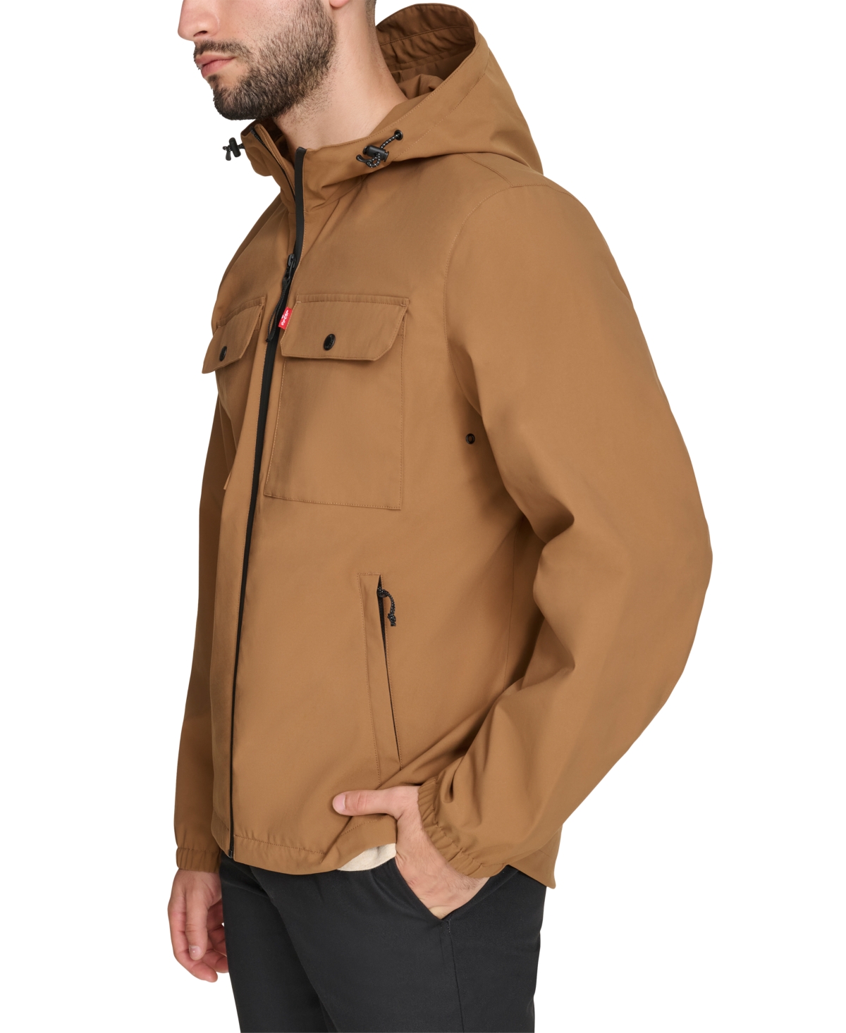 Levi's Men's Hooded Rain Jacket In Brown