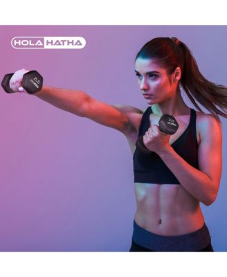 2, 3, and 5 Pound Neoprene Dumbbell Free Hand Weight Set w/Rack, Black