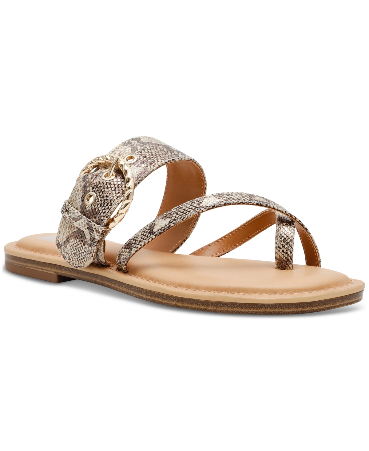Dv Dolce Vita Women's Joolz Buckle Slip-on Flat Sandals In Exotic Snake