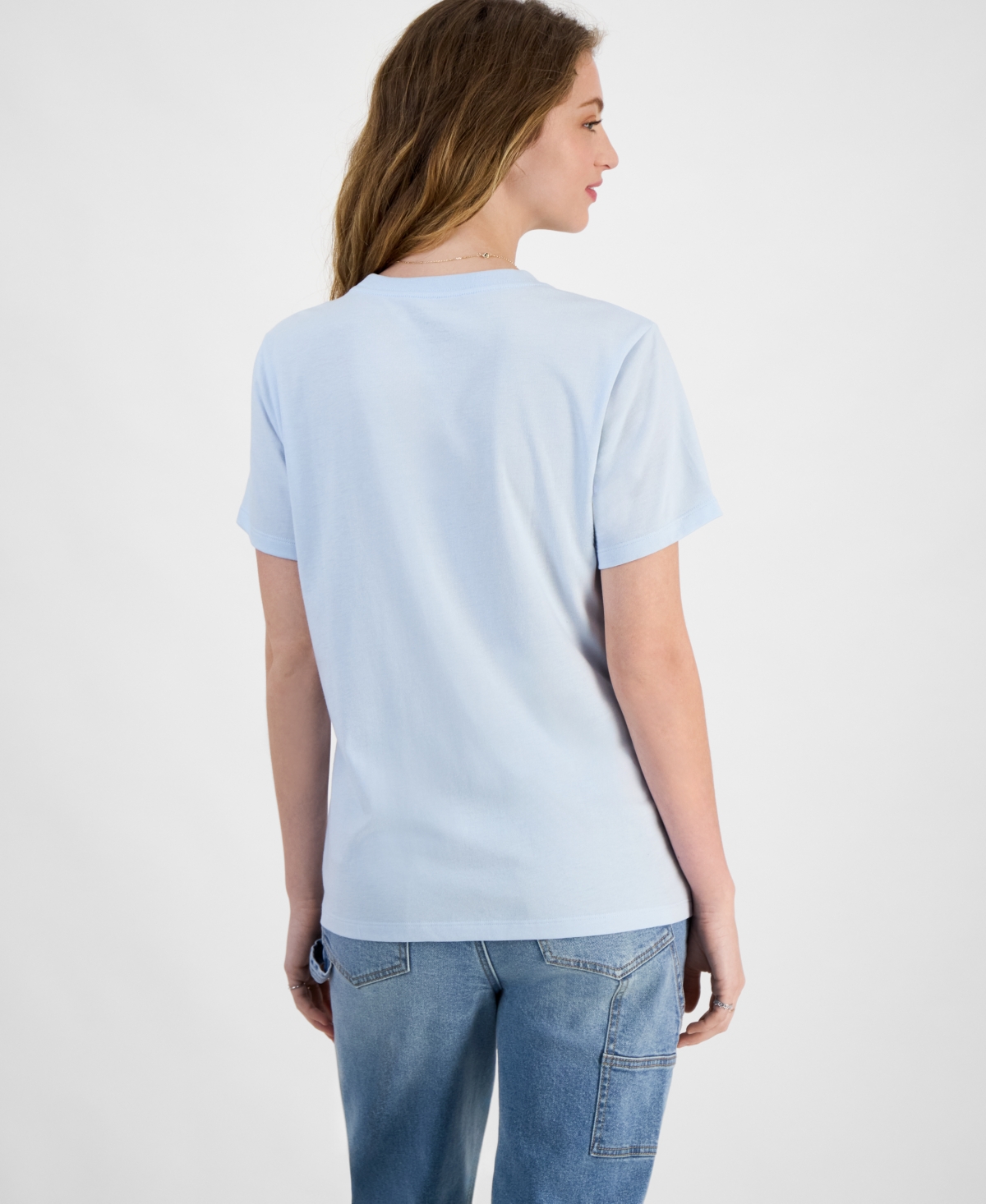 Grayson Threads, The Label Juniors' Celestial Butterfly Graphic T-shirt In Baby Blue