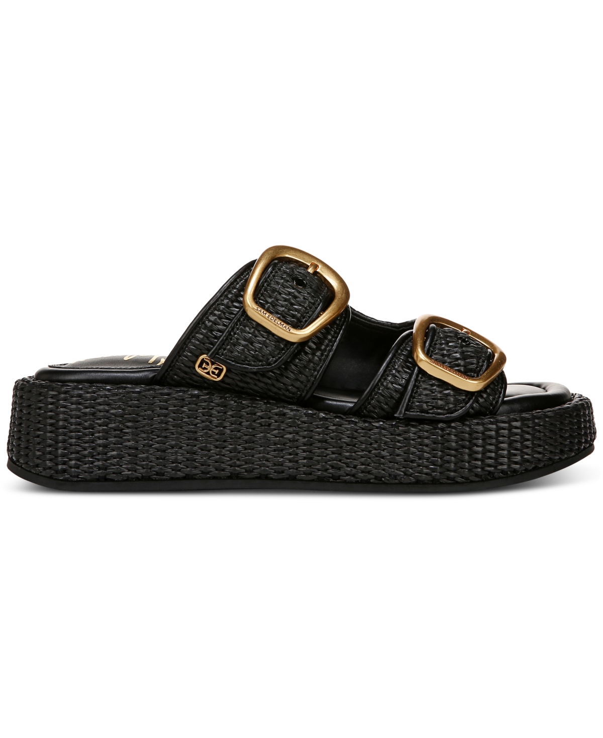 Sam Edelman Nerissa Platform Slide Sandal Black Basketweave In Black Faux Raffia