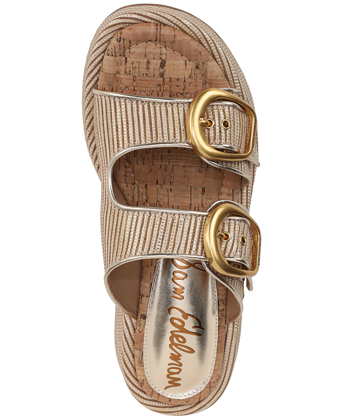 Sam Edelman Nerissa Two-strap Platform Sandal In Sunny Gold Faux Raffia