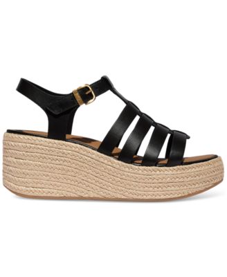 Women's Platform Espadrille Leather Wedge Sandals