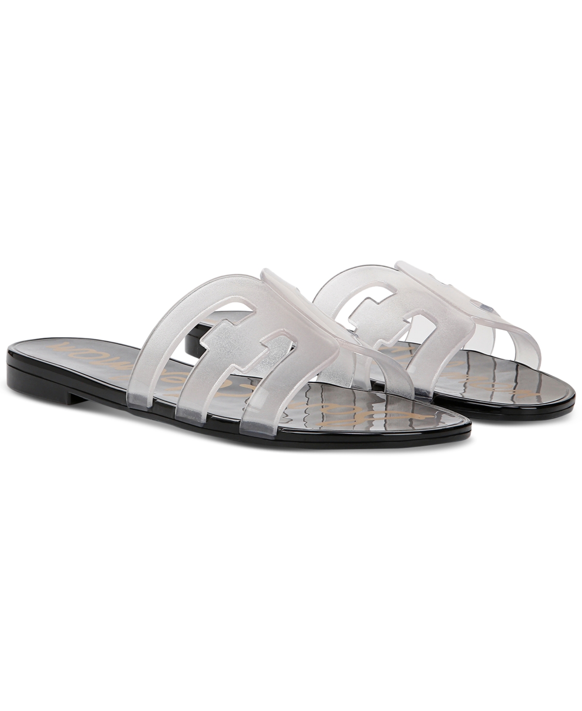 Sam Edelman Women's Bay Jelly Slide Flat Sandals In Clear Black Multi Jelly
