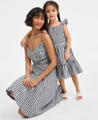 On 34th Womens Gingham Midi Dress Toddler Girls Gingham Smocked Dress Exclusively At Macys In Gray