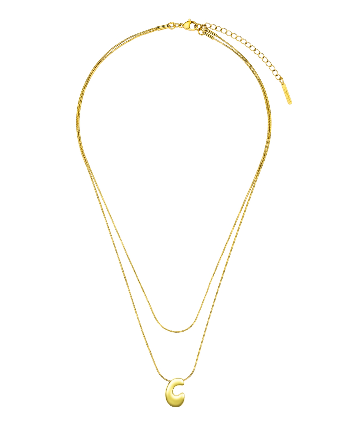 Unwritten X Moda Sport Silver Tone Water Resistant Initial Layered Necklace In Gold C