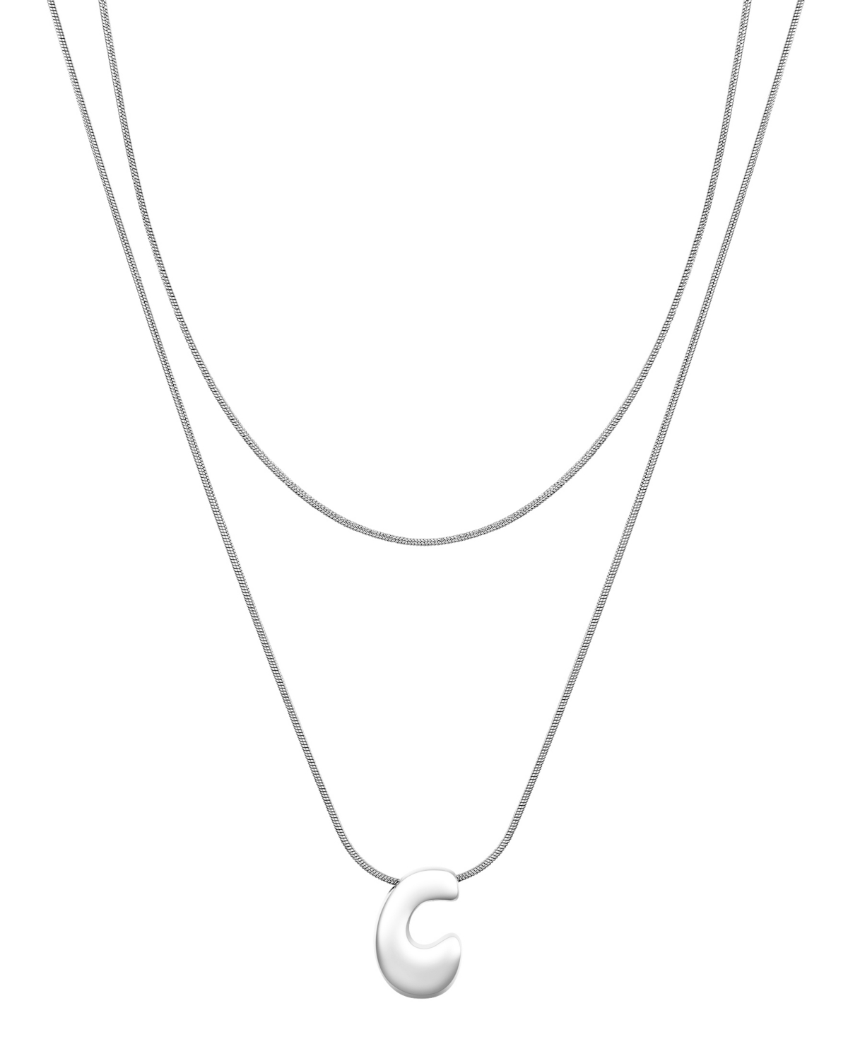 Unwritten X Moda Sport Silver Tone Water Resistant Initial Layered Necklace In Silver C