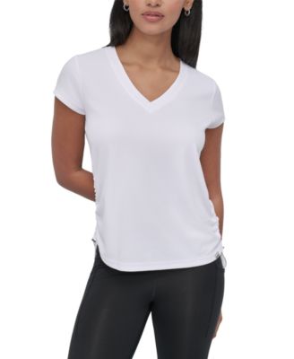 DKNY - Women's Crewneck Short-Sleeve Side-Ruched Top
