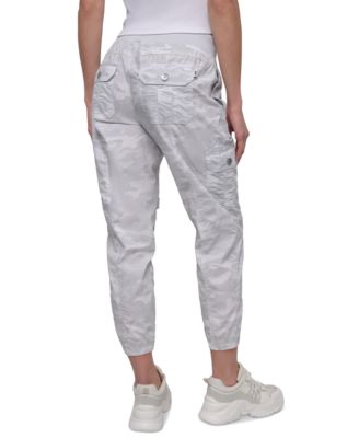 Sport Women's Cotton Ribbed-Waist Jogger Cargo Pants