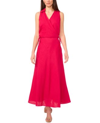 Womens Collared Crossover Cropped Top A Line Maxi Skirt