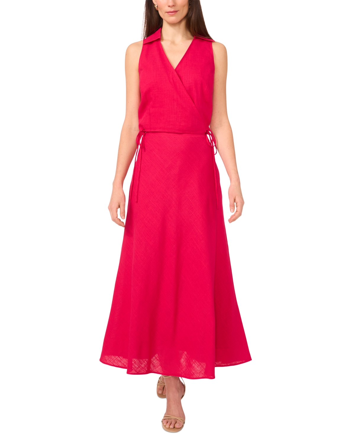 1.state Womens Collared Crossover Cropped Top A Line Maxi Skirt In Magenta