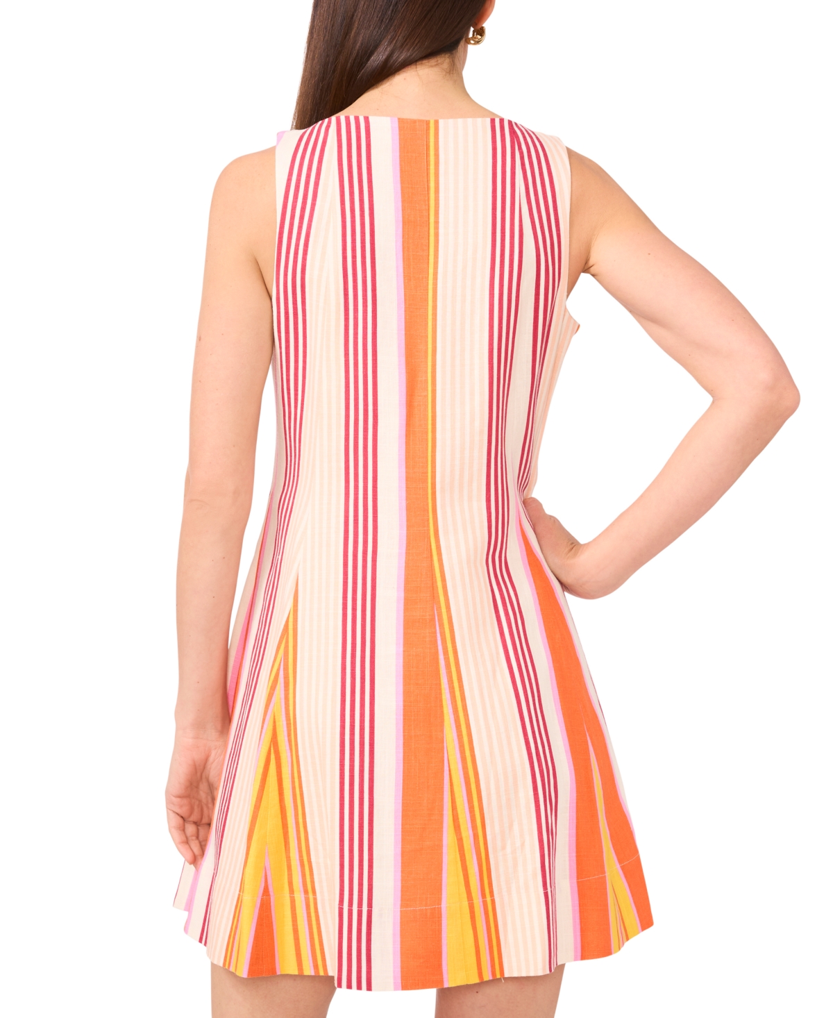1.state Stripe Sleeveless Minidress In Peach Cream