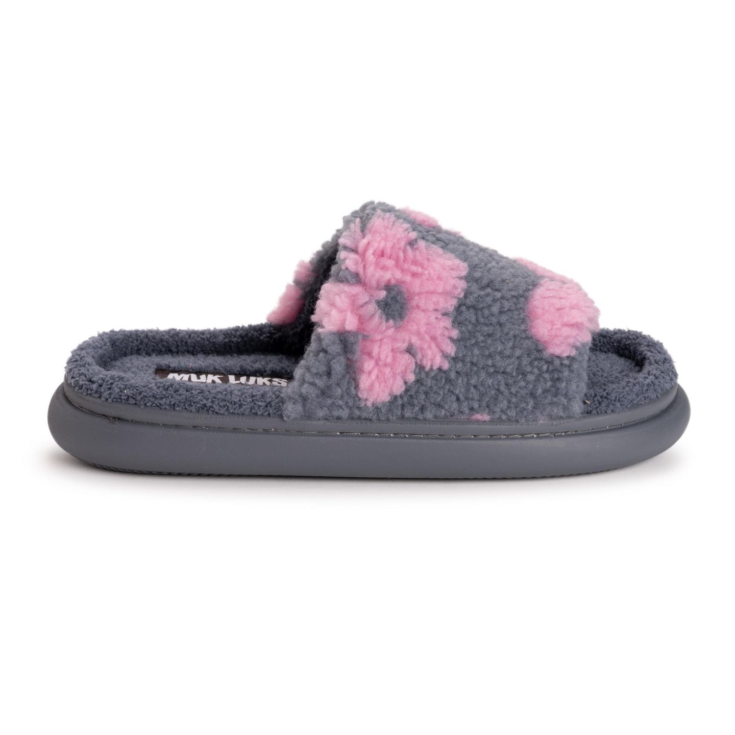 Женские тапочки MUK LUKS Marsai Slipper, цвет: Серый / Розовый — фото 2
