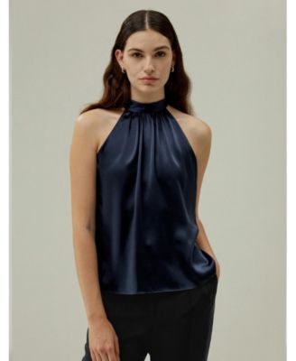 Women's Minimalistic Allure Silk Halter Top