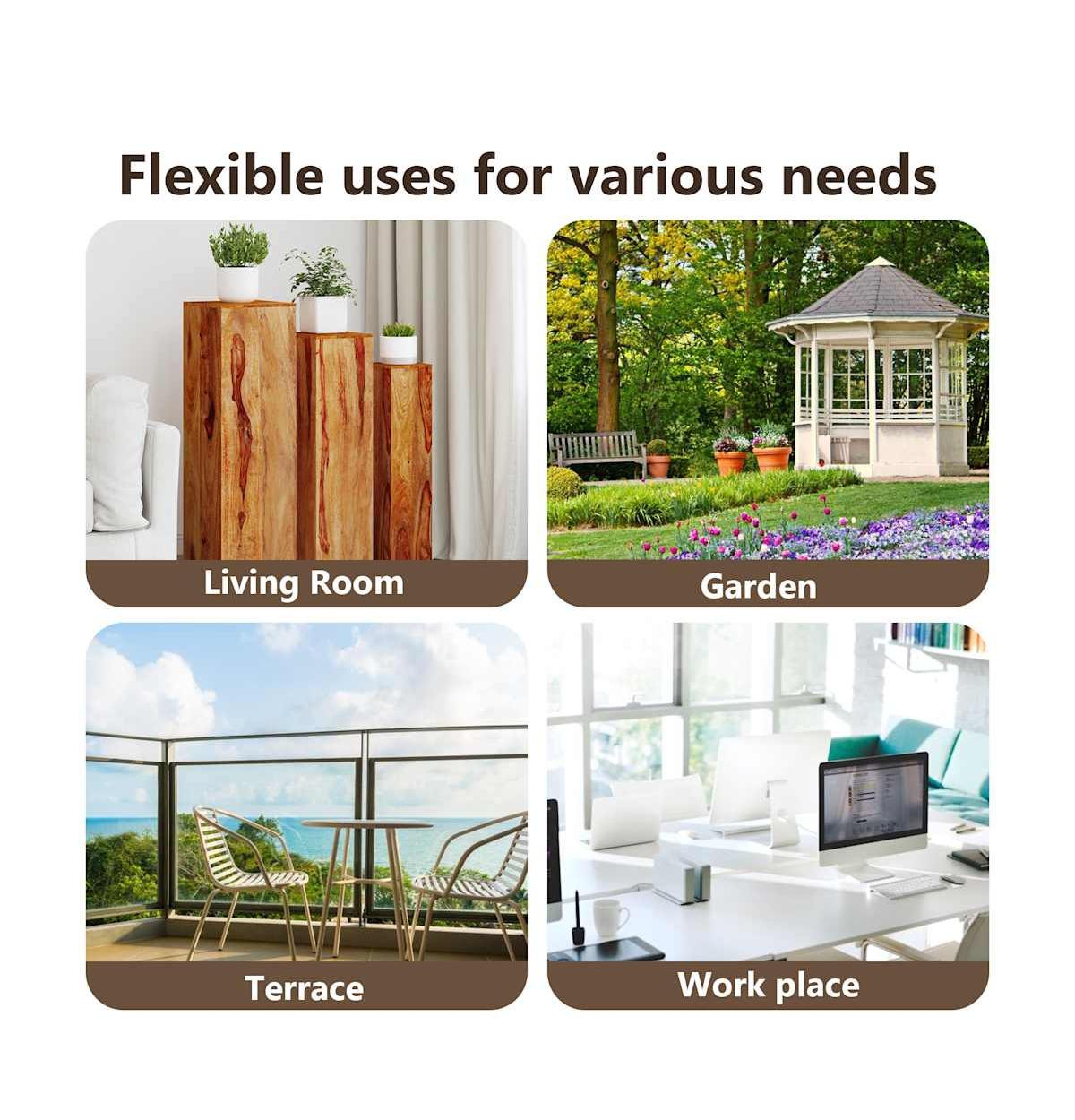 3 Piece Plant Stands Solid Wood Brown