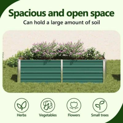 Garden Raised Bed Galvanized Steel 63"x15.7"x17.7" Green