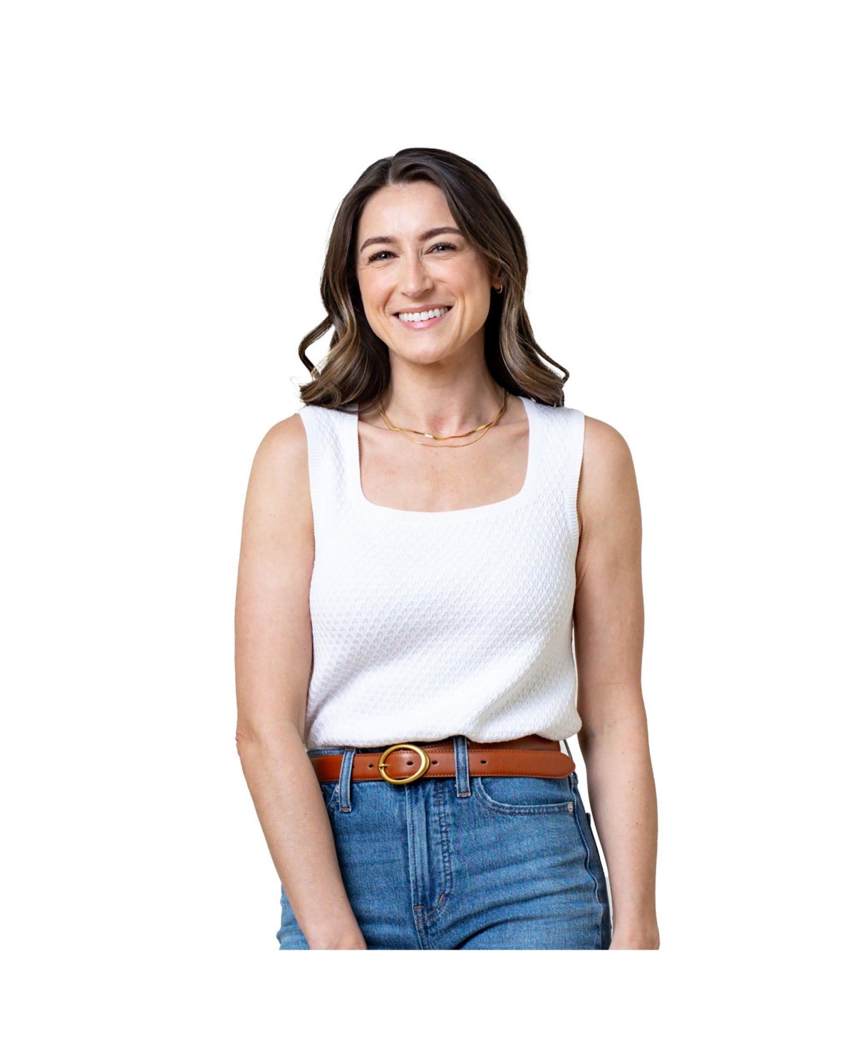 Women's Organic Scoop Neck Sweater Tank - White diamond