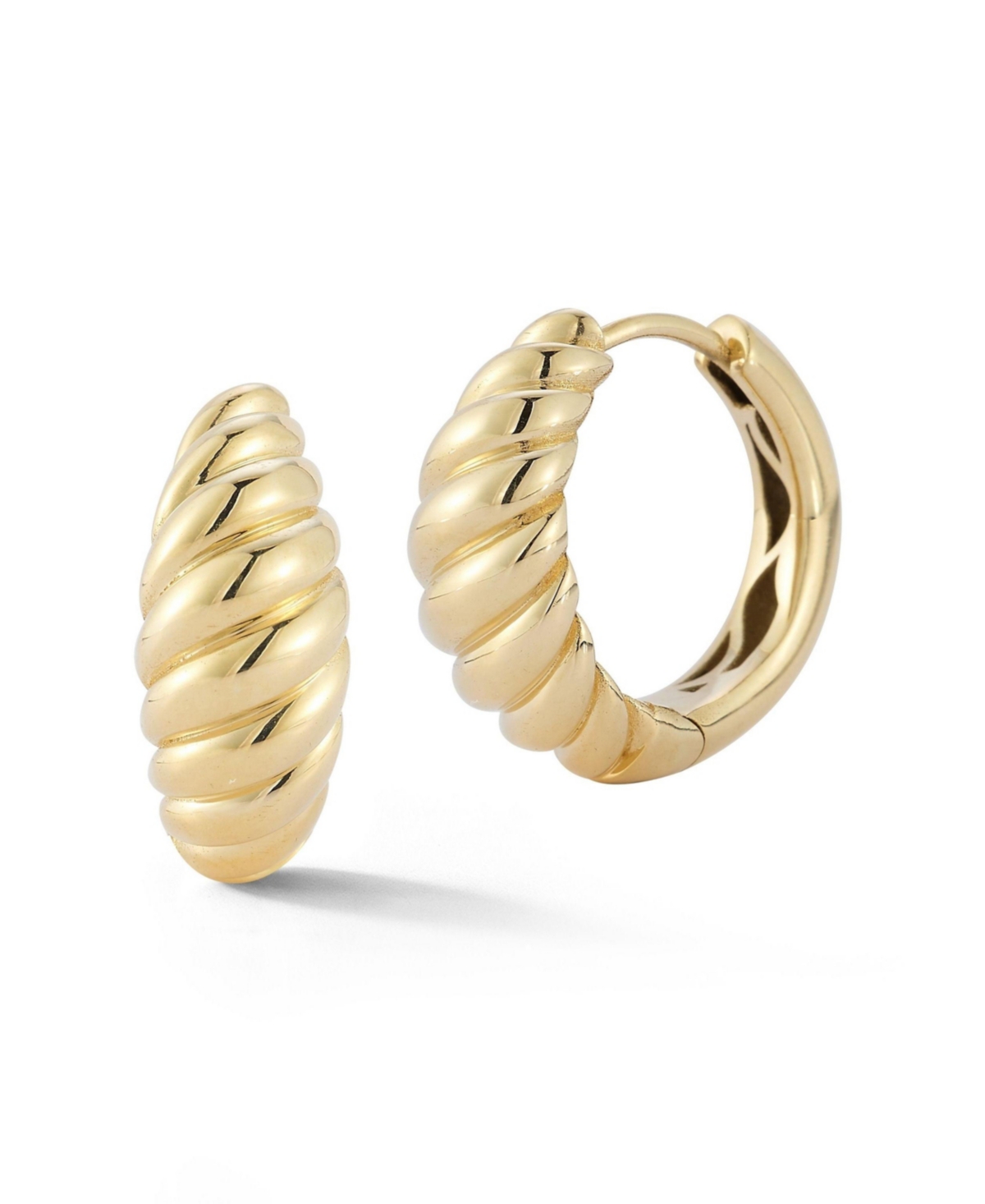 14K Gold Bold Graduated Twist Hoop Earrings - 14k gold