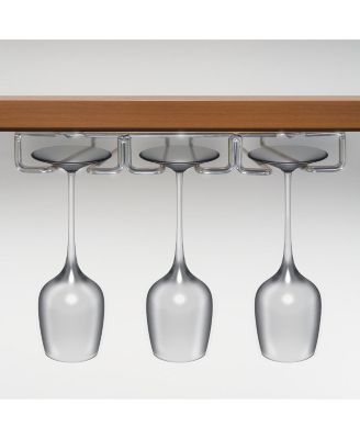 Under Cabinet Wine Glass Rack and Stemware Holder - 3 Rows Holds up to 9 of Your Most Delicate Glassware