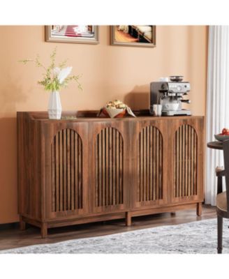 Sideboard Buffet Cabinet, 57" Farmhouse Storage Cabinet with Shutter Doors and Adjustable Shelf, Freestanding Storage Cabinet