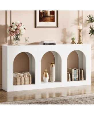 Tavolo Console Stretto Tribesigns 160 Cm - Design Mid-Century Modern, Con Ripiano Di Archiviazione, Per Ingressi E Soggiorni Piccoli