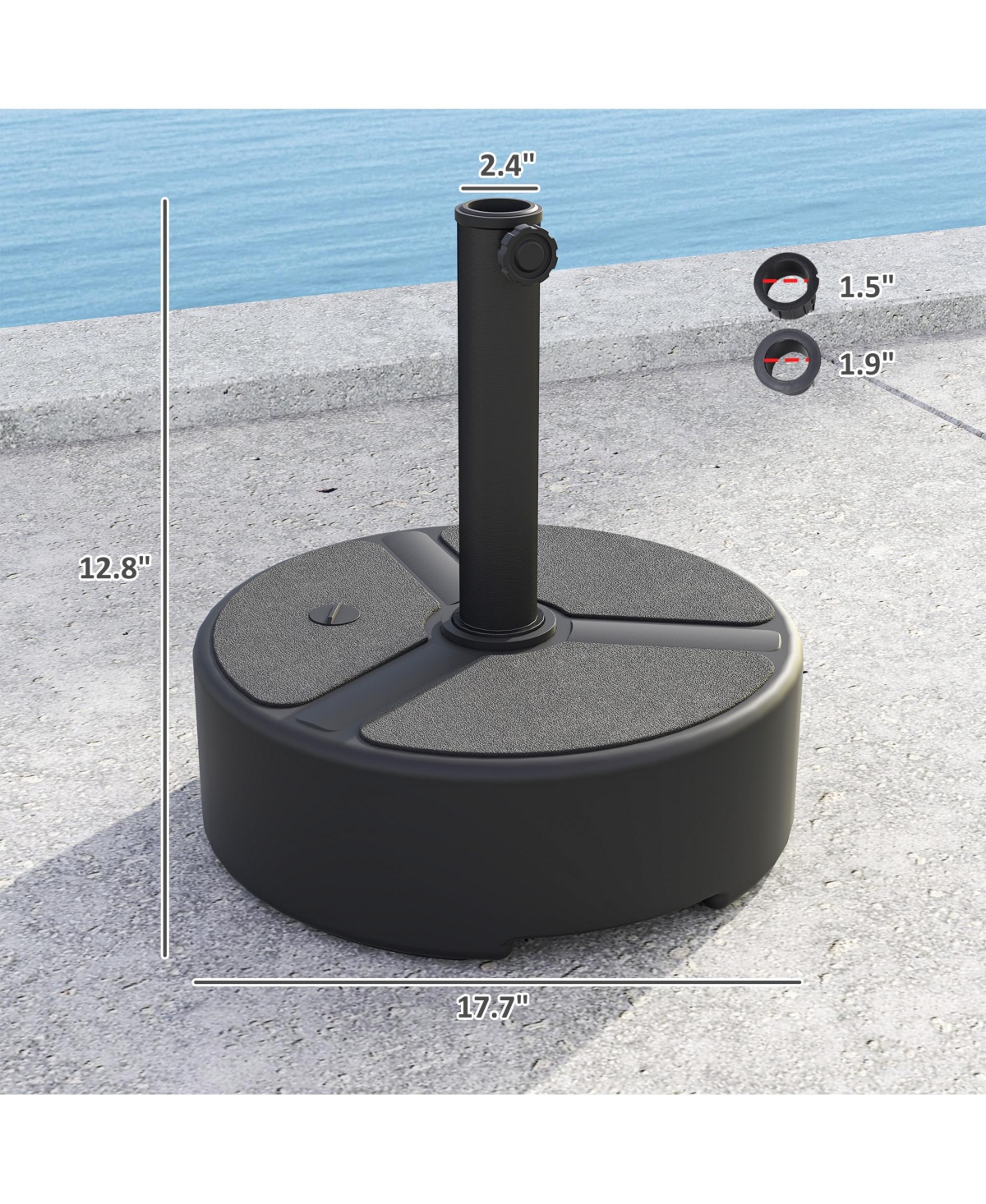 Round Patio Umbrella Base Holder, Outdoor Umbrella Sd, - Black