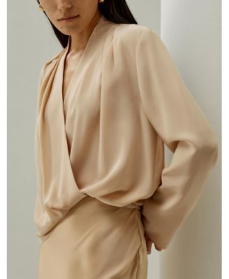 Women's Silk Crepe de Chine Long Sleeve Blouse