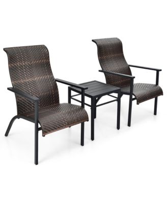 3PCS Rattan Bistro Chair Set Patio Furniture Set W/Table