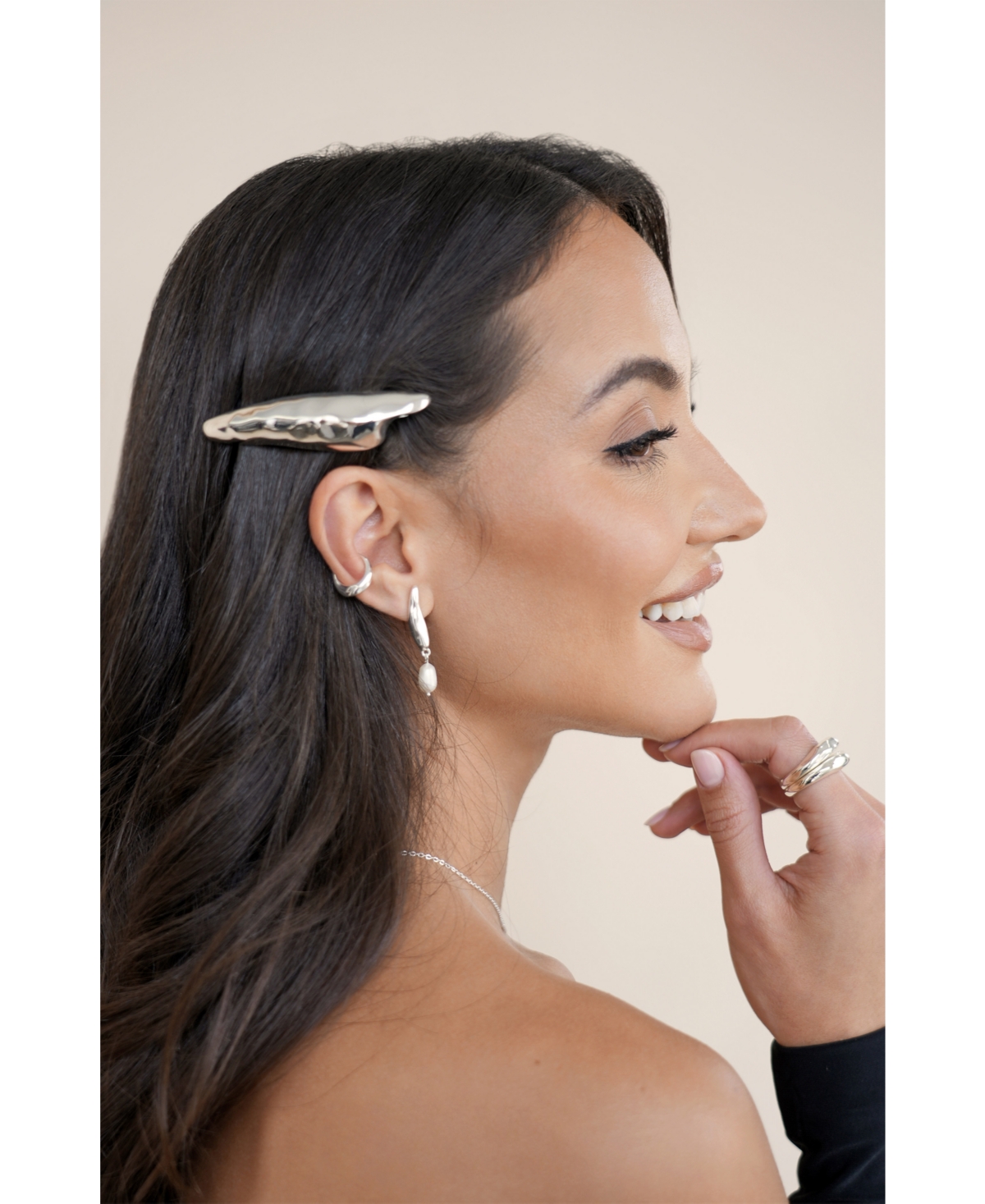 Ettika Modern Metal Barrette In Silver