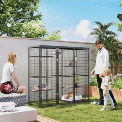Weld Wire Catio Outdoor Indoor w/ Waterproof Cover, for 1-3 Kittens