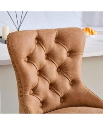 Set of 2 Metal/Faux Leather Adjustable Swivel Modern Design Bar Stools