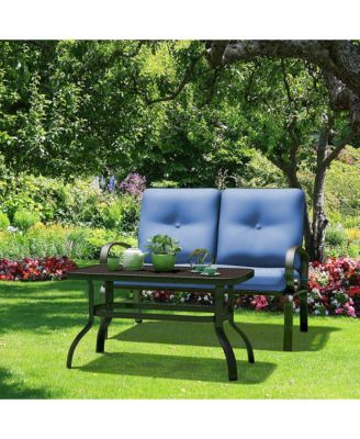 2PCS Outdoor Loveseat & Table Set Cushioned Patio Furniture Set Yard Garden