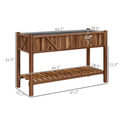 Elevated Wood Garden Bed, 47 x 22 x 31.5in Flower Box,