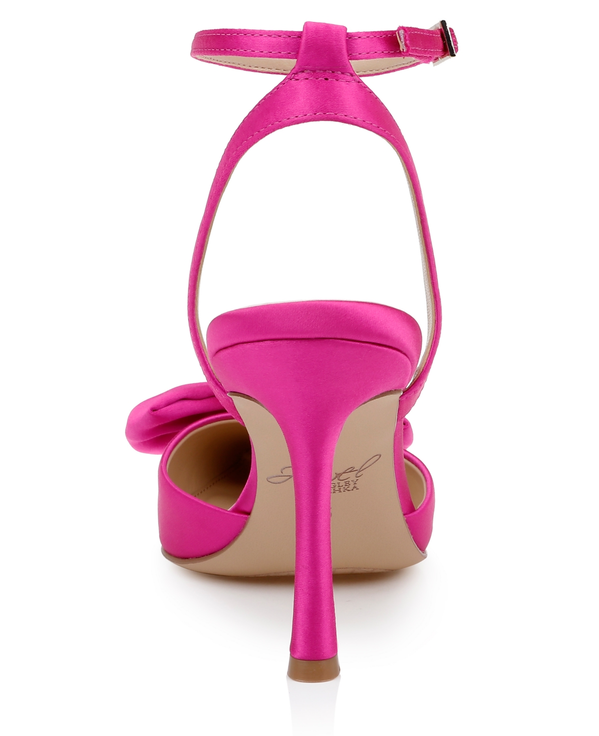 Jewel Badgley Mischka Yanna Pointed Toe Pump In Hot Pink Satin