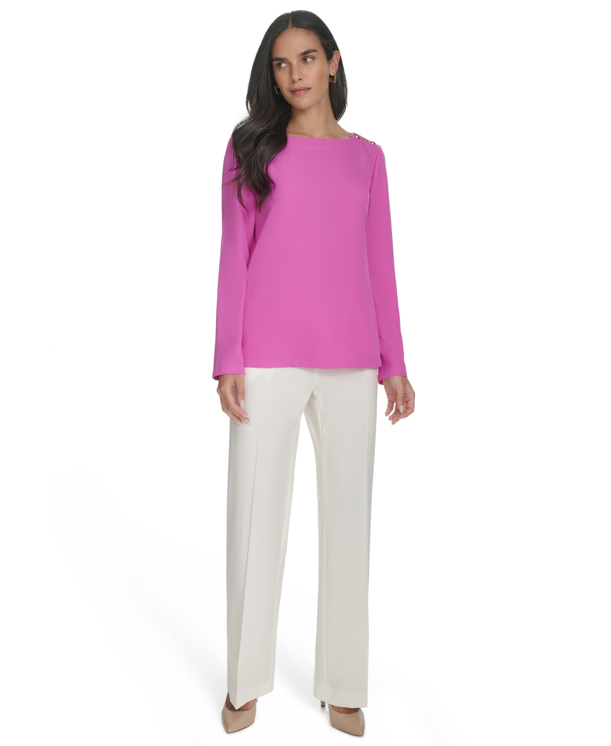 HALSTON WOMEN'S BUTTON-TRIM TOP 