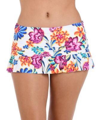 La Blanca - Women's Paradiso Ruffled Floral-Print Swim Skirt