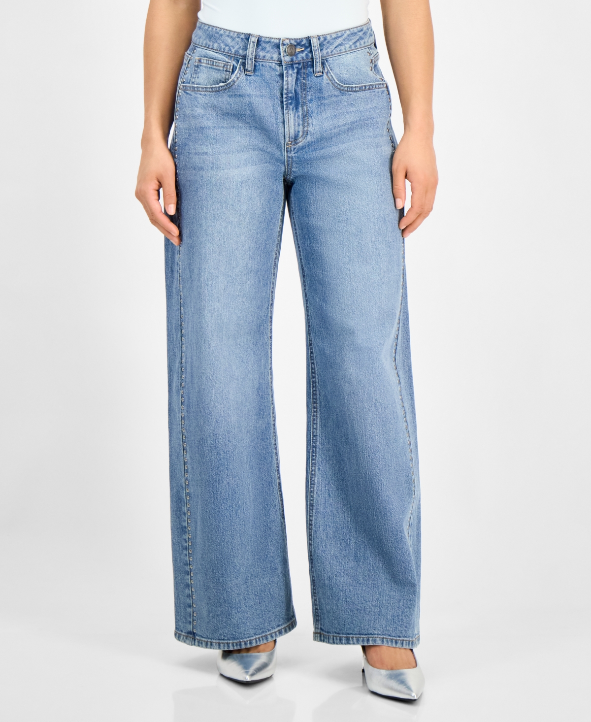 AND NOW THIS PETITE STUDDED MID-RISE WIDE-LEG JEANS, EXCLUSIVELY AT MACY'S 